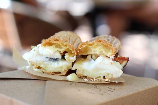 Inside of Fig Eclair ($8.50) - choux is pretty good, but I wish the figs were sweeter. It's pretty good but I liked the cake more.