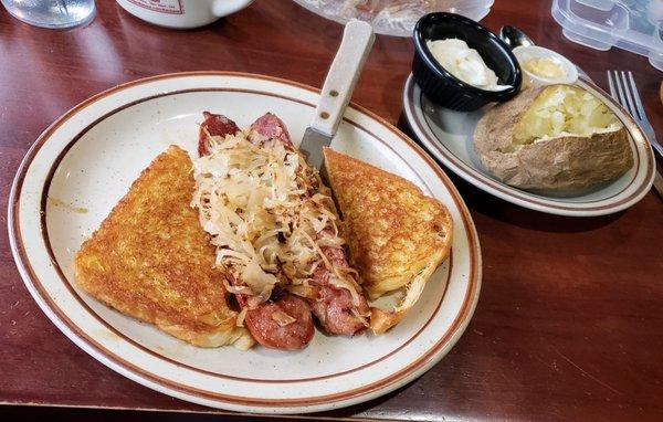 Polish Sausage and Baked Potato at Orchard Tree