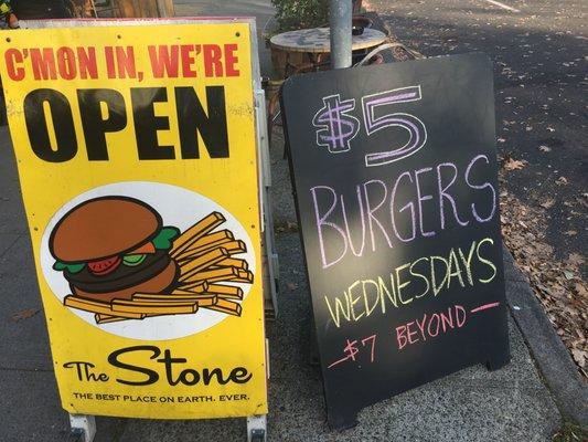 $5 Burgers on Wednesdays from Nov.-mid February