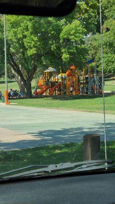 Park by basketball courts