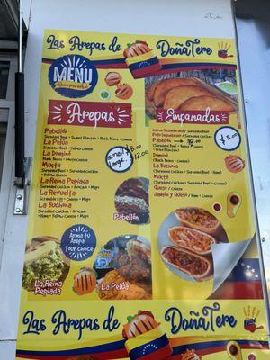 Menu with prices