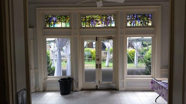 I love this room. Those are Tiffany windows.