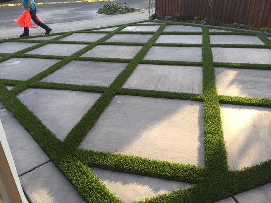 Driveway with Synthetic Grass chases in Winters, CA.