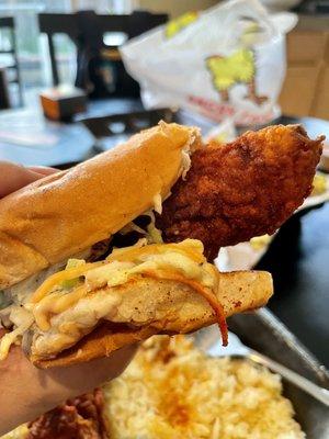 Closeup of hot chicken slider