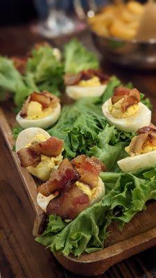 Candied Bacon Deviled Eggs