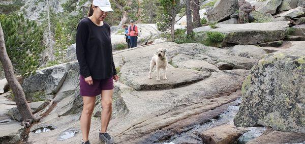 Cascade falls.. not much water, but beautiful and cocoluscious the doggie