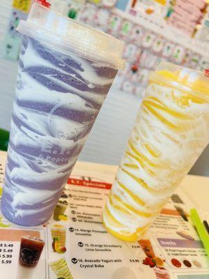 Taro smoothie & mango pineapple smoothie