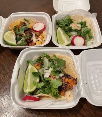 Al Pastor, Shrimp, & Salmon Tacos