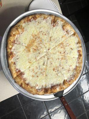 Large cheese pizza with extra cheese