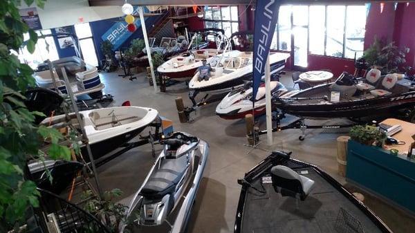 Our marine showroom is packed with boats and Waverunners of all sizes and styles!