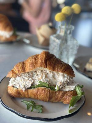 Chicken salad sandwich on croissant