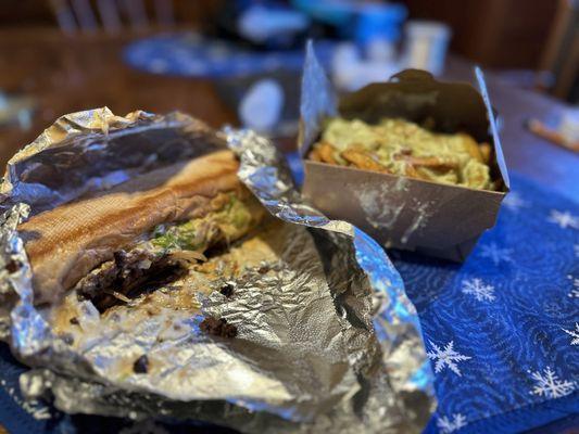 Cheesesteak and Mexican fries