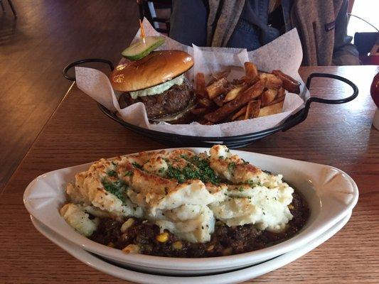 Shepards pie blue cheese burger