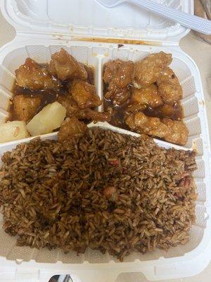 General Gau's chicken  W/pork fried rice