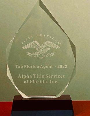 2022 First Amerian Top Agent Award