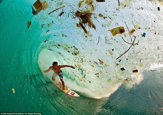 This wave in Indonesia shows the extent of debris and trash in our oceans.