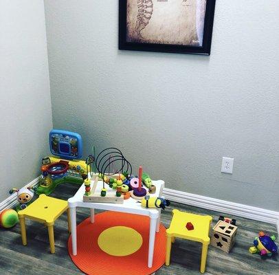 Our play room for kids while parents are receiving chiropractic care.