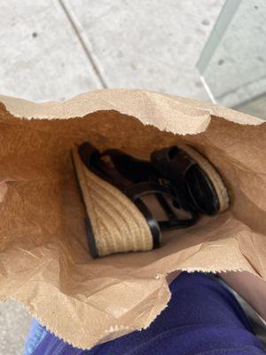 $16 new heels for espadrilles. Packed in a paper bag!