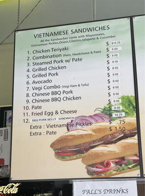 Sandwich Menu