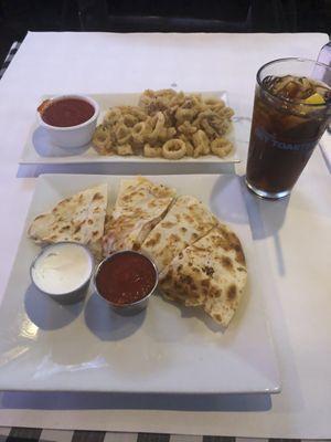 Shrimp Quesadilla, Calamari