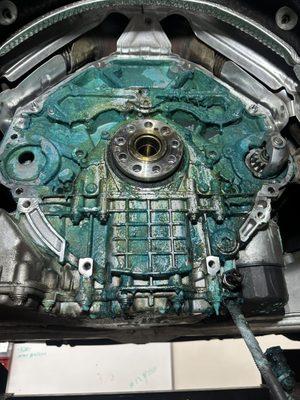 Before and after Transmission cleaned!! (Antifreeze leak)