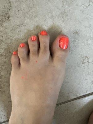 Poor job - nail polish all over my foot