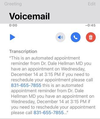 Reminder voicemail