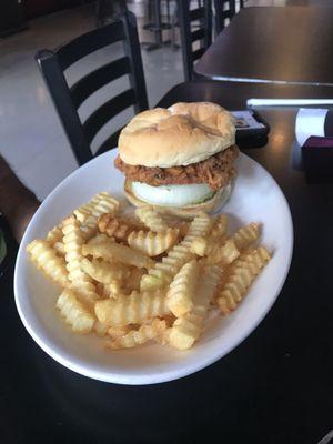 Fried tenderloin with regular fries.