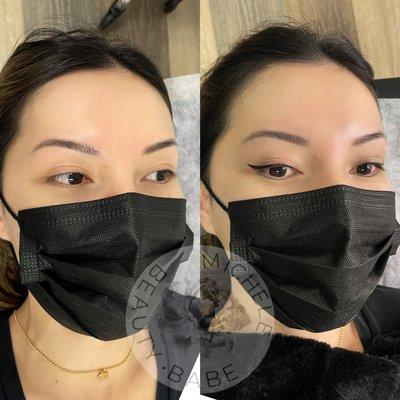 Before and after Eyeliner Tattooing