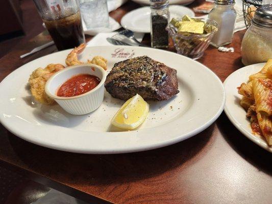 Steak with shrimp