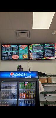 Menu Board At Oliver's Pizza selling Pepsi Beverages too. Plus I posted photos of their current Menu Too. Friday 6/7/2024