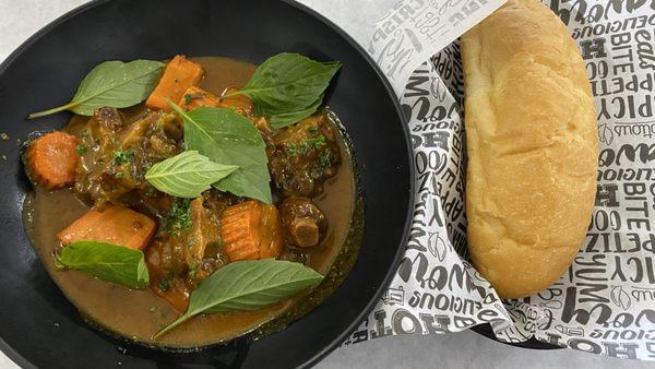 Oxtail soup and bread