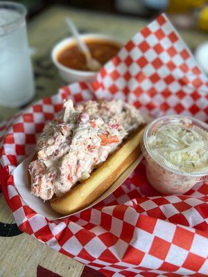 Lobster Roll (front); Manhattan Clam Chowder (back).