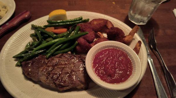 NY Strip and shrimp!