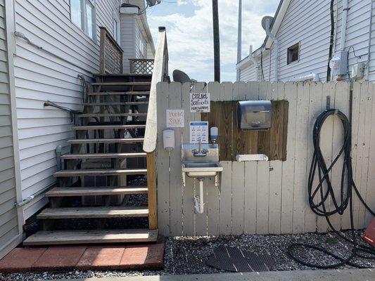 Outdoor hand washing station for customers!