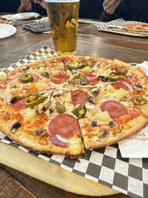 My favorite combo pizza and beer