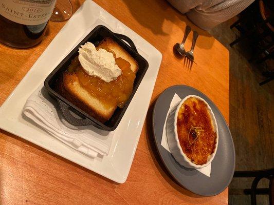 The desserts we ordered the creme brûlée & pound cake