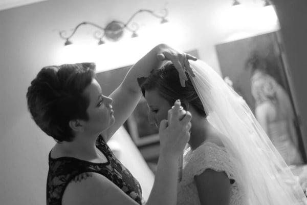 Final touches on the beautiful bride.