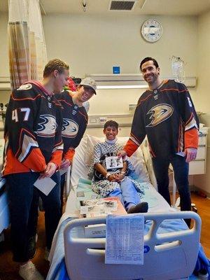 Anaheim ducks are visiting patients