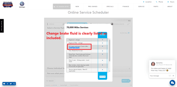 Change brake fluid is clearly listed as included.