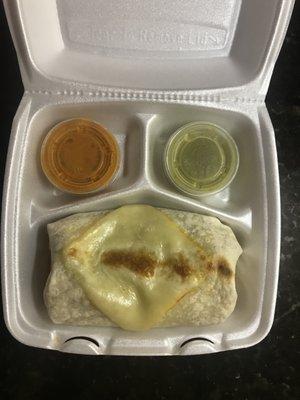 Pork Burrito 
 with 2 sauces $8