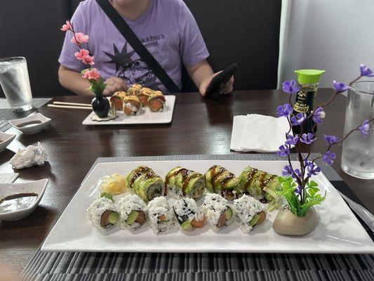 Dragon Roll, Salmon avocado roll, Crazy Tuna Roll