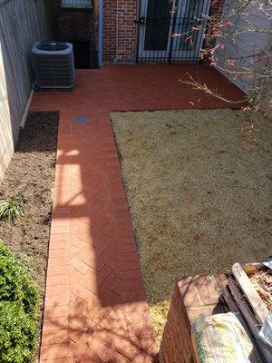 Brand new herringbone brick patio and walkway