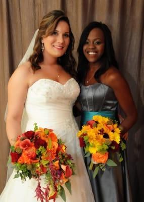 A bride and her bridesmaids.