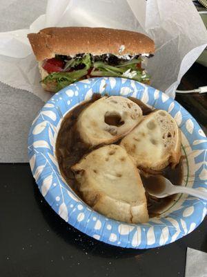 Fungi Klab sandwich and French Onion  Soup