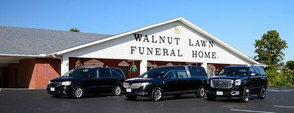 Front of Funeral Home and Funeral Cars