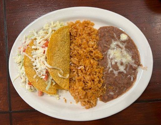 tacos filled with the restaurants excellent flavorful shredded beef. Order anything with this beef in it!