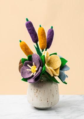 Beautiful felt flowers handmade in Nepal. Create your own bouquet!