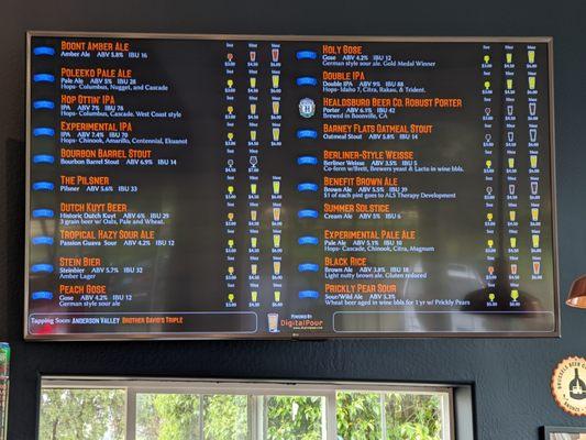 Beers on tap at Anderson Valley Brewing Company