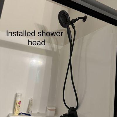 Installed shower head